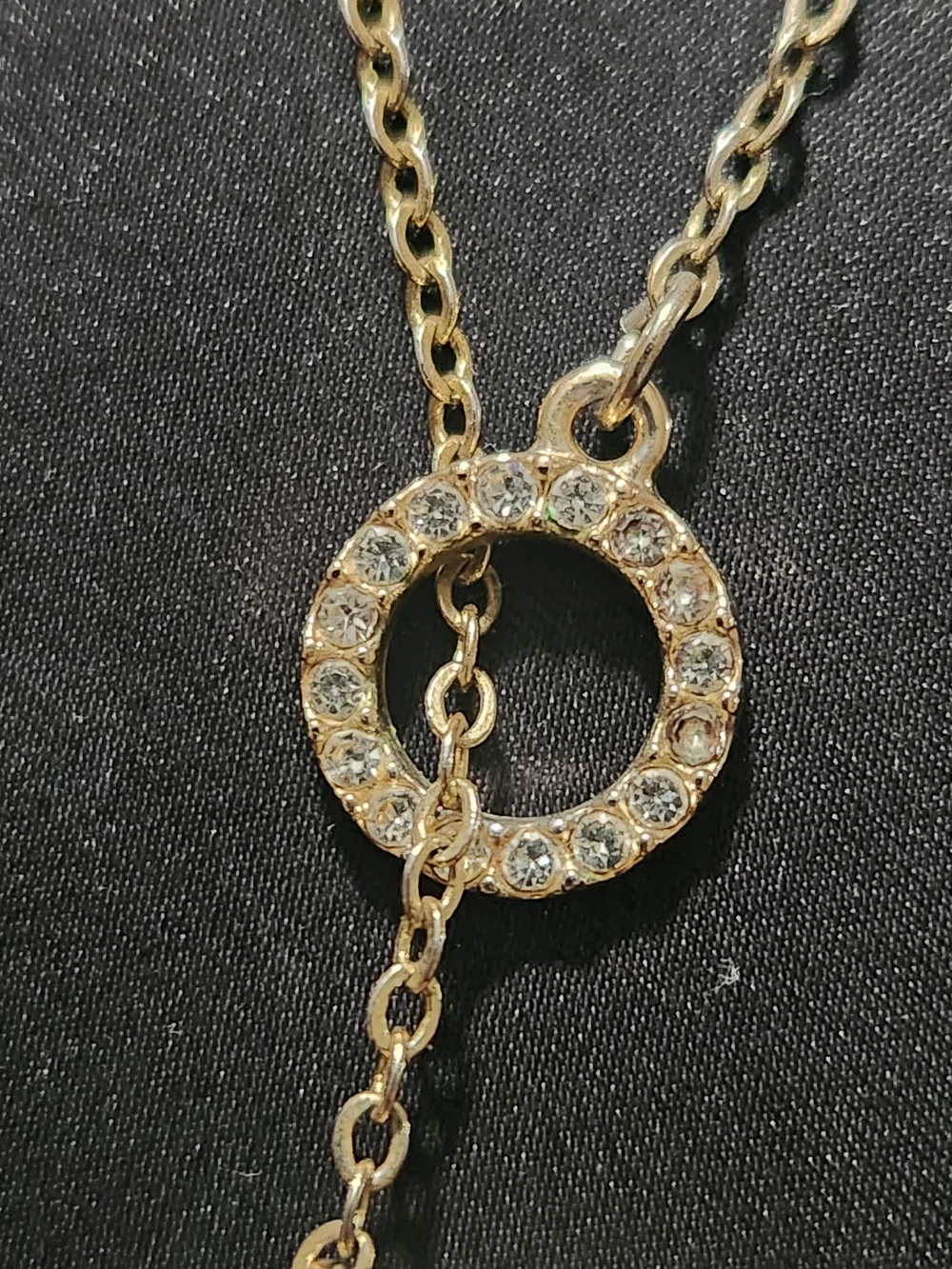​Goldtone Rhinestone Angel Wings Y-Necklace Lariat Drop Charm ​